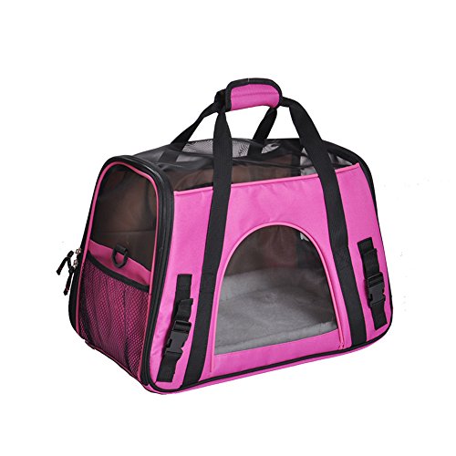 LSERVER Pet liefert vier atmungsaktive Netz Haustier Rucksack aus tragbaren Haustier Tasche, Rose rot(Gib ein Matte), L von LSERVER