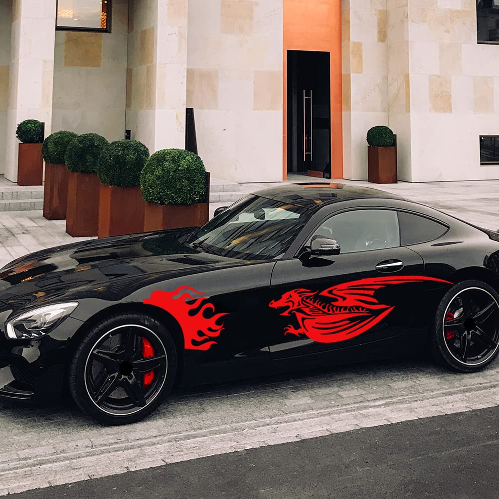 2 Stück Dragon Aufkleber Auto, Fliegende Drache Auto Tuning Motorhaube Aufkleber Karosserie Seitenaufkleber Racing Sticker Dragon Spitfire Universal Auto Body Side Styling Aufkleber, 210cmx45cm 2 Stück Dragon Aufkleber Auto, Fliegende Drache Auto Tuning Motorhaube Aufkleber Karosserie Seitenaufkleber Racing Sticker Dragon Spitfire Universal Auto Body Side Styling Aufkleber, 210cmx45cm von LSGGTIM