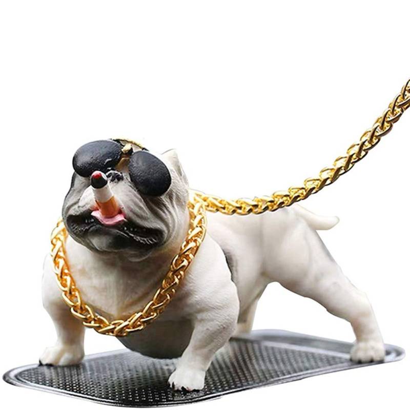 Bully Hund Auto Armaturenbrett Dekoration, Harz Bulldog Pitbull Figur Spielzeug Lustige Tier Auto Innenraum Deko Bully Dog Puppe Wackelkopf Ornamente für Auto Desktop Dekoration-14.5cmx7cmx6.5cm von LSGGTIM