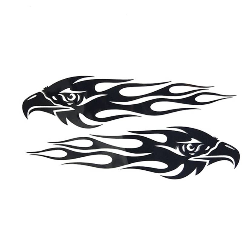 Flamme Adler Auto Aufkleber, 2 Stück Reflektierend Aufkleber Auto Seitenkörper Persönlichkeit Racing Vinyl Grafik Aufkleber Motorhaube Aufkleber Wasserdichte Flammen Streifen Aufkleber,20cmx4.7cm von LSGGTIM