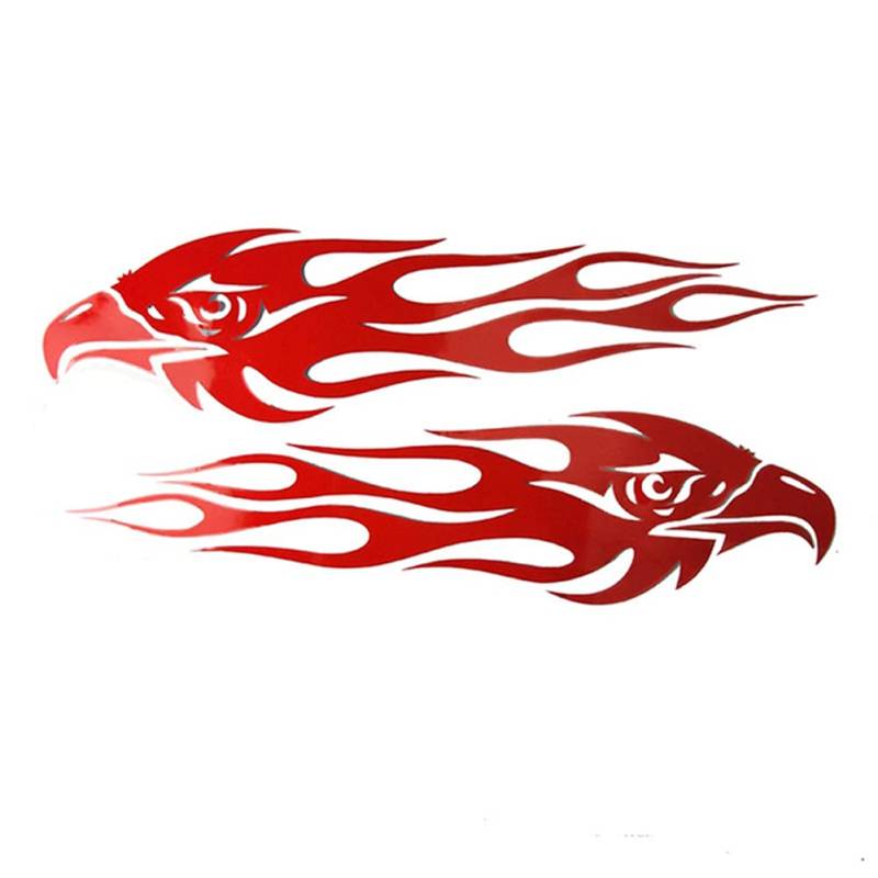 Flamme Adler Auto Aufkleber, 2 Stück Reflektierend Aufkleber Auto Seitenkörper Persönlichkeit Racing Vinyl Grafik Aufkleber Motorhaube Aufkleber Wasserdichte Flammen Streifen Aufkleber,20cmx4.7cm von LSGGTIM