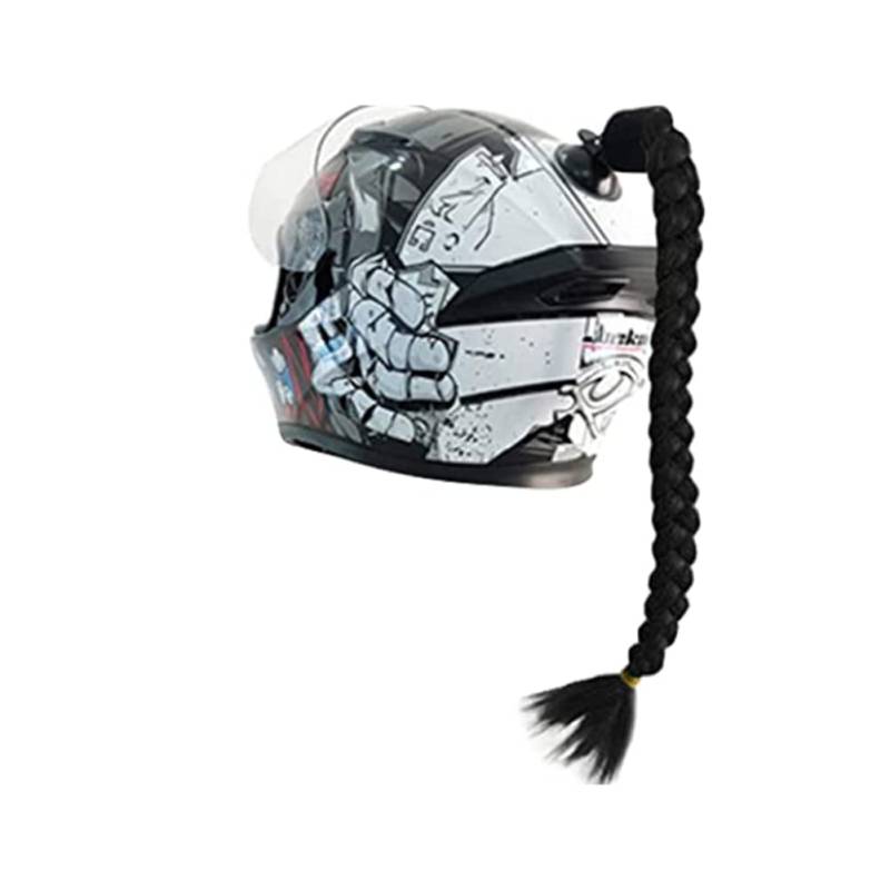 Helm Zöpfe Motorrad Helmzöpfe, Motorradhelm Haar mit Saugnapf Geflochtener Pferdeschwanz Helm Haar Zöpfe Gradient Farbe Haarteile Punk Stil Haarschmuck für Motorrad Fahrrad Roller Helm Haar Zöpfe von LSGGTIM