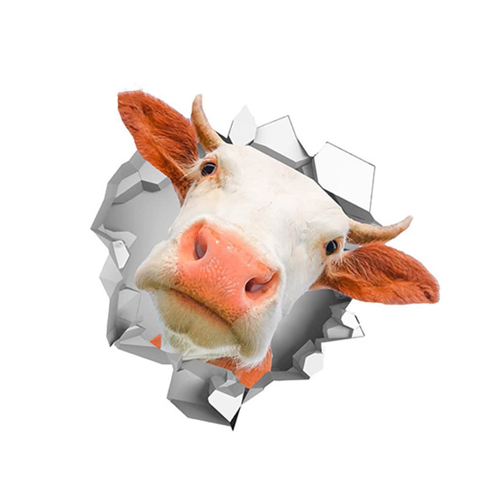 LSGGTIM 3D Kuh Auto Aufkleber, 13cmx13cm Reflektierender Aufkleber Tier Kratzfeste Wandaufkleber Lustige Sticker Selbstklebende Autoaufkleber für Laptop Windows Kühlschrank Wohnmobil LKW von LSGGTIM