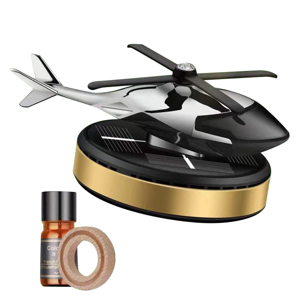 LSGGTIM Solar Hubschrauber Auto Lufterfrischer, Duft Auto Parfüm Diffusor Ornament Flugzeug Solarbetriebener Auto Armaturenbrett Deko Zinklegierung Aromatherapie Diffusor für Auto Innendekoration von LSGGTIM