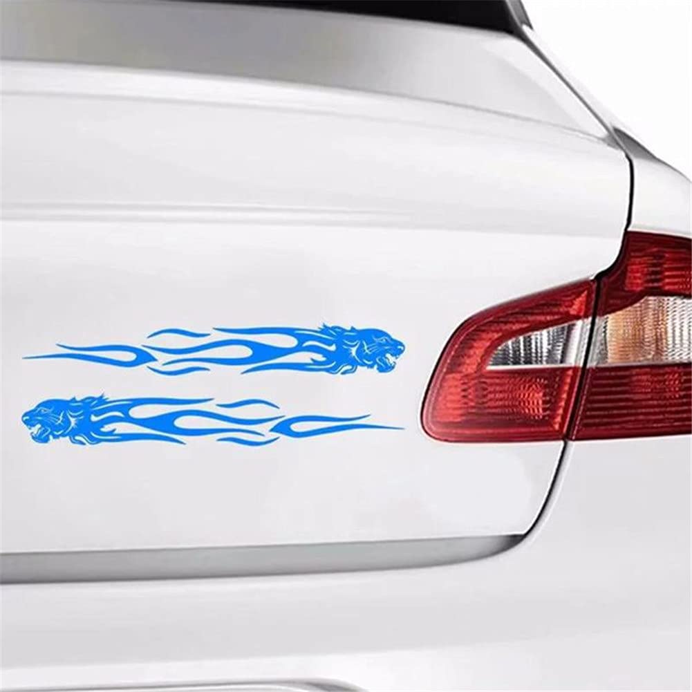 Tiger Flamme Auto Aufkleber, 2 Stück Auto Seitenkörper Persönlichkeit Racing Vinyl Grafik Streifen Aufkleber Motorhaube Aufkleber Wasserdichte Flammen Tiger Auto Karosserie Seite Aufkleber,20cmx3cm von LSGGTIM