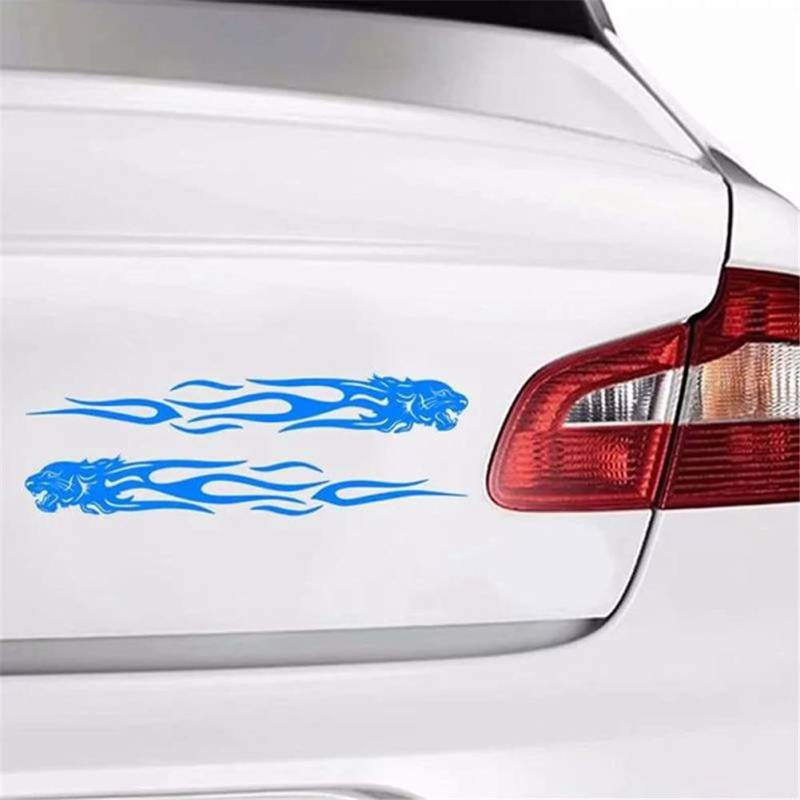 Tiger Flamme Auto Aufkleber, 2 Stück Auto Seitenkörper Persönlichkeit Racing Vinyl Grafik Streifen Aufkleber Motorhaube Aufkleber Wasserdichte Flammen Tiger Auto Karosserie Seite Aufkleber,20cmx3cm von LSGGTIM