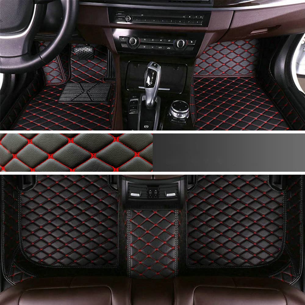LSLYCN Anpassen Auto Fußmatten für Audi A1 A3 A4 A5 A6 A7 A8,Q2 Q3 Q4 Q5 Q7 Q8,R8,TT,e-tron,S/RS Serie,usw (Schwarz Rot, A-Diamant) von LSLYCN