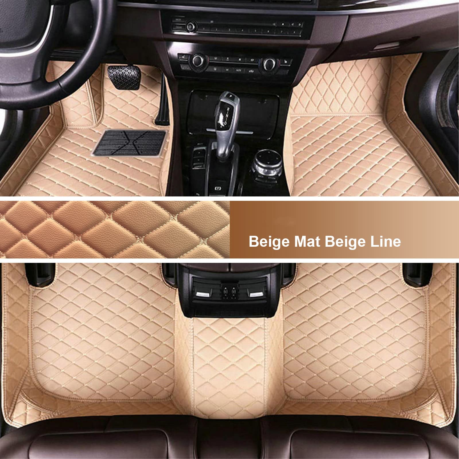 LSLYCN Nach Maß Allwetter Auto FußMatten für 99% Stufenheck, Schrägheck, Coupe, Kombi, Cabriolet, Großraumlimousine 2000-2023 (Beige, A-Diamant) von LSLYCN