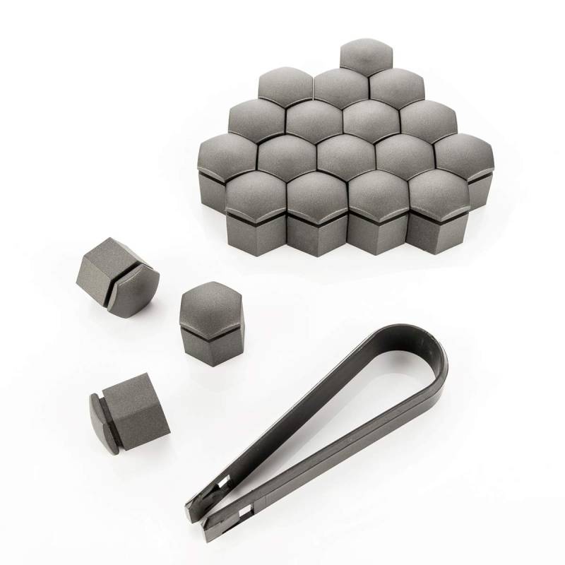 LST 20x Felgen Rachraube Abdeckkappen Sechskant Kappen Set 19 mm grau Matt von LST
