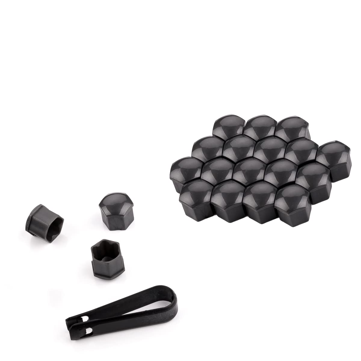 LST 20x Sechskant Felgen Rachraube Abdeckkappen Kappen Set 17 mm grau glänzend LST 20x Sechskant Felgen Rachraube Abdeckkappen Kappen Set 17 mm grau glänzend von LST