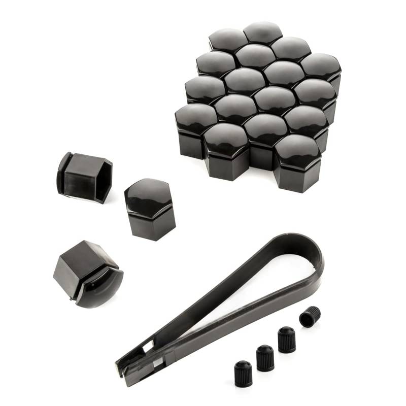 LST 20x Sechskant Rachraubenkappen Abdeckkappen Set 19 mm schwarz glänzend von LST