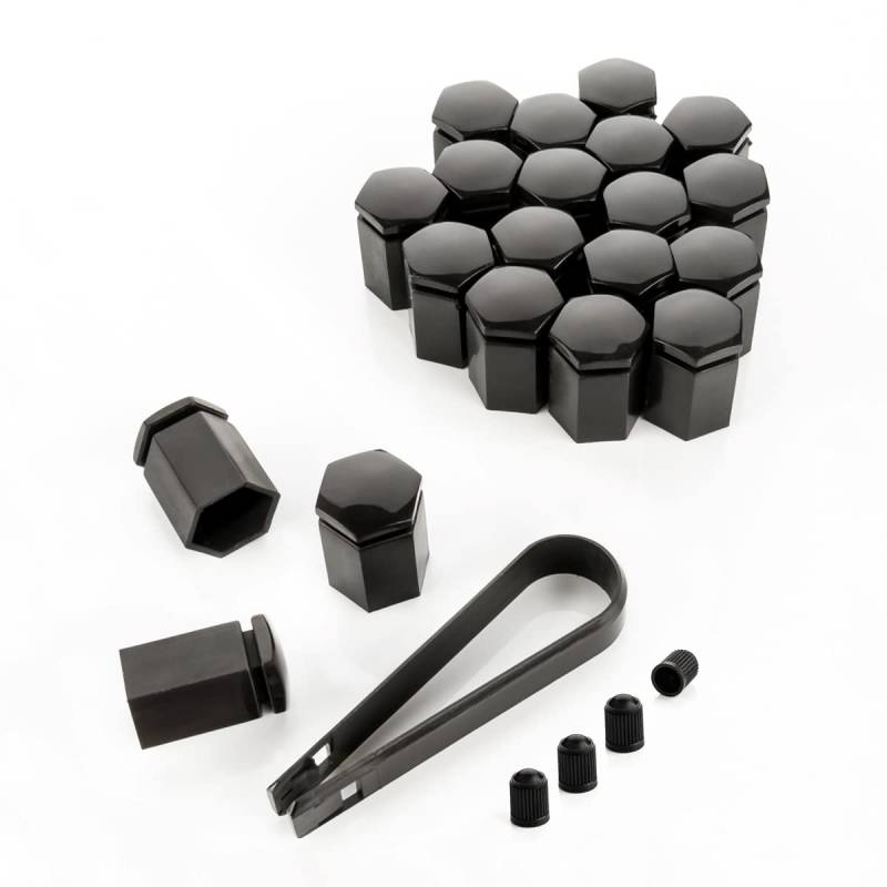 LST 20x Sechskant Rachraubenkappen Abdeckkappen lang 17 mm schwarz glänzend von LST