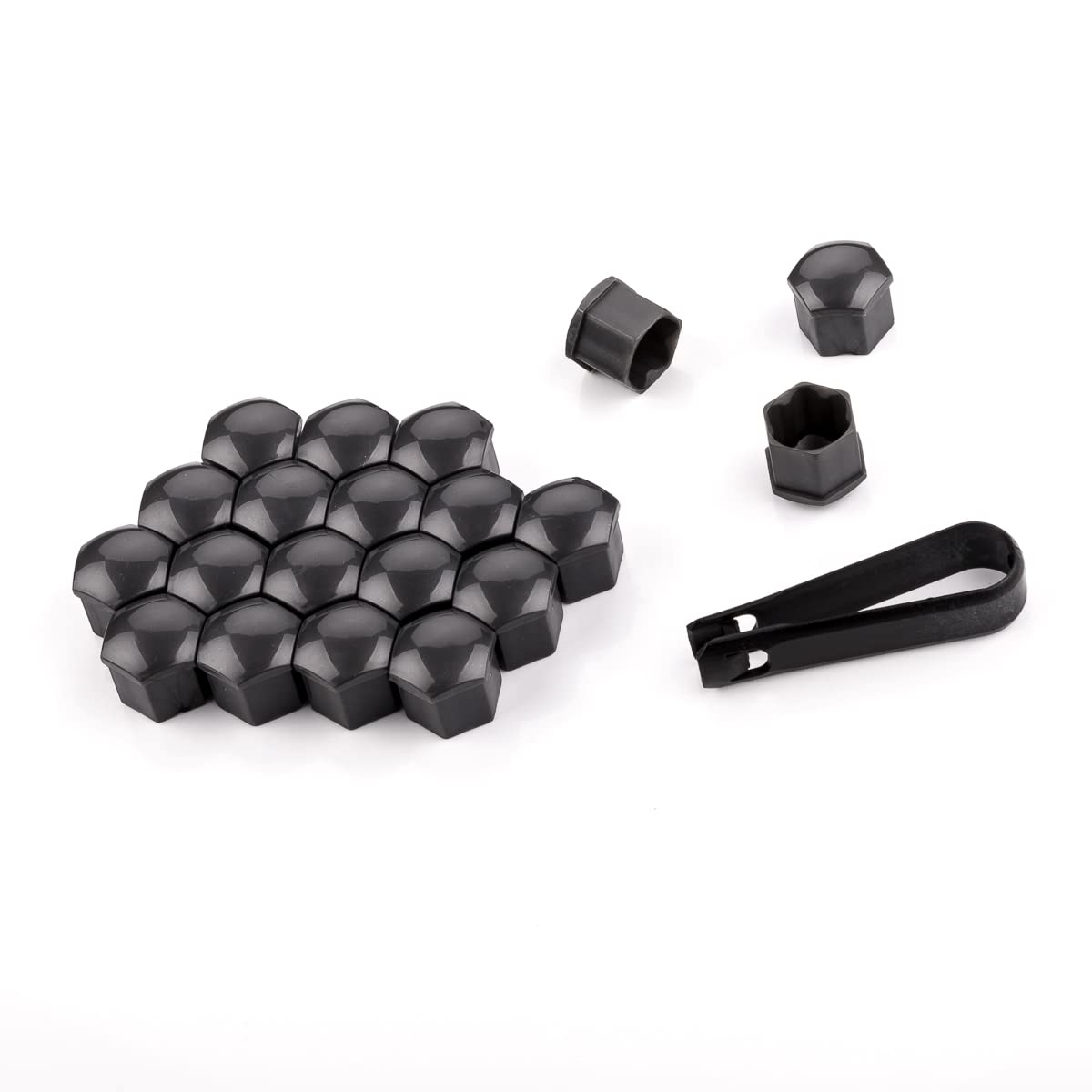 LST 20x Sechskant Rachraube Abdeckkappen Felgen Kappen Set 17 mm grau glänzend LST 20x Sechskant Rachraube Abdeckkappen Felgen Kappen Set 17 mm grau glänzend von LST