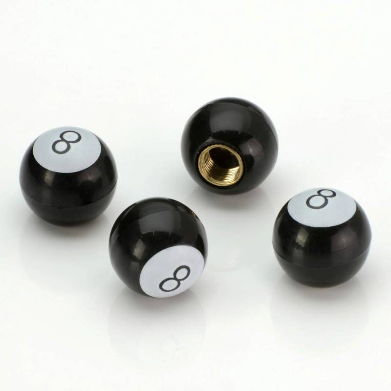 LST 4x VENTILKAPPE REIFENVENTIL BILLARD KUGEL POOL 8 BALL SCHWARZ PKW MOTORRAD von LST