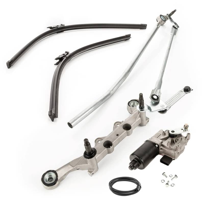 LST Scheibenwischer Gestänge Wischermotor Front Wischblatt Schlauch Set vorne kompatibel mit Audi Q7 4L 2006-2015 von LST