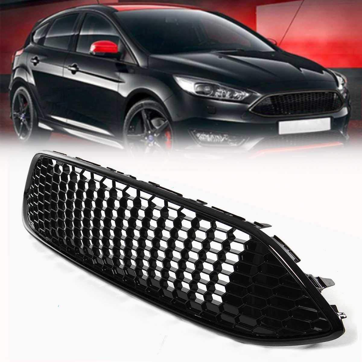 LSYBB Auto Front Stoßstange Honeycomb Mesh Center Grill Panel Kühlergrill Fit für Ford for Focus Mk3 St Line 2015 2016 2017,Black von LSYBB