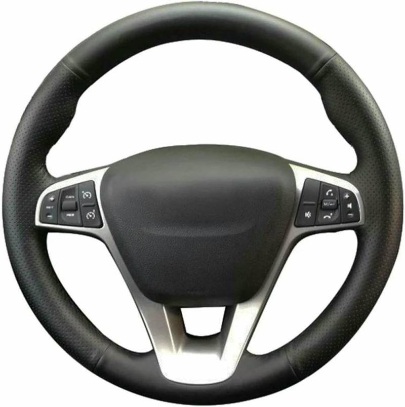 LSYSND Handgenähte Schwarze Lenkradabdeckung aus Kunstleder, passend für Lada Vesta 2015 2016 2017 2018 2019 Xray 2015-2019 von LSYSND