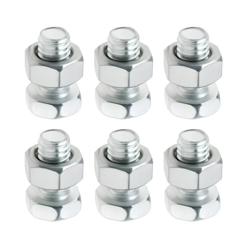 LT Easiyl 6-teiliges M6 X 12 Mm-Schrauben- Und Mutternset für Motorradbatterieklemmen Verzinkter Stahl Kreuz-Sechskantschrauben mit Sechskantmuttern für Fahrräder Und Roller von LT Easiyl