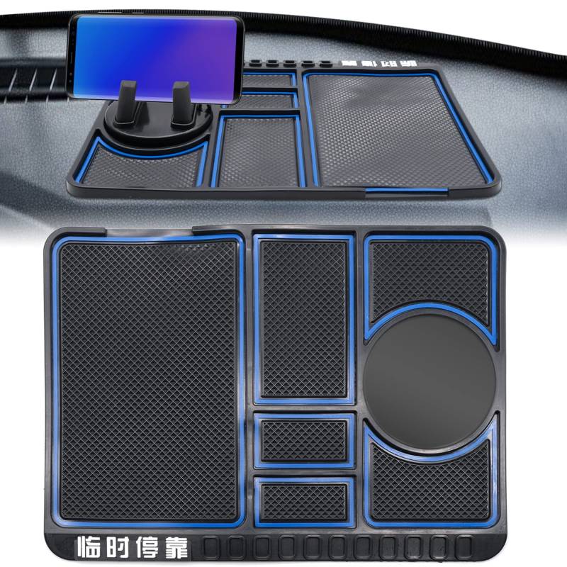 Rutschfestes Handy-Pad für 4-in-1 Auto, 2023 Neue Auto-Armaturenbrett-Telefonmatte, 360 Grad drehbare Auto-Handyhalterung für Handyhalterung, Anti-Shake Pad Universal Handyhalterung (blau) von LTHERMELK
