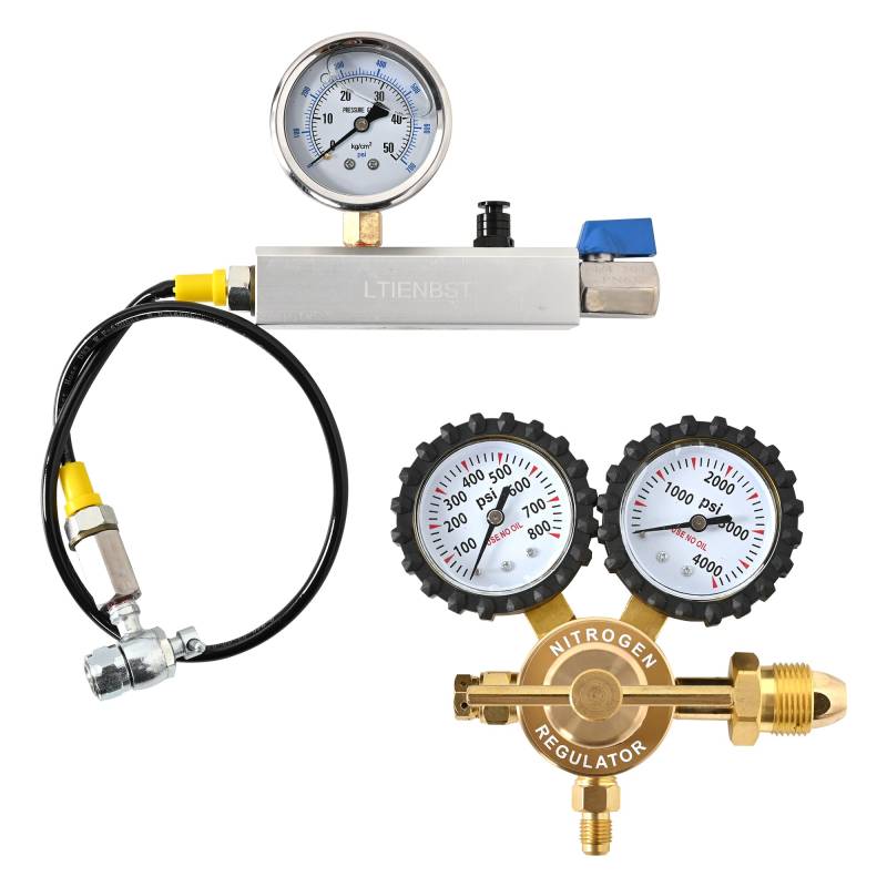 LTIENBST Stickstoff-Dämpferfüllsatz mit Schrader-Ventil 556 & 700Psi Stickstoff-Manometer Stickstoff-Regulator Dämpferfüllwerkzeug Compatible with Off-road Bike, ATV, ATC, UTV, Dirt Bike von LTIENBST