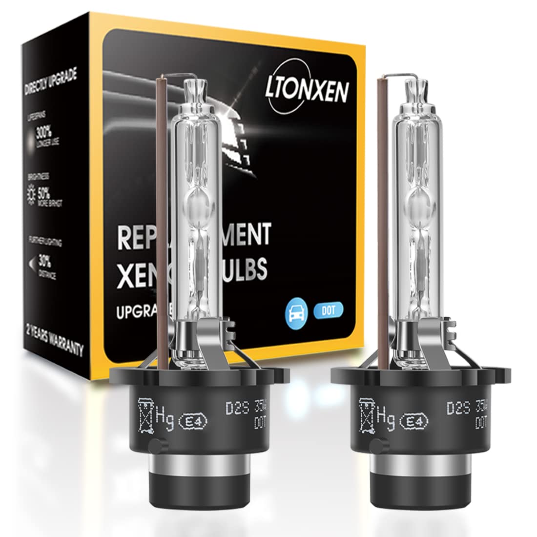 LTONXEN D2S Xenon 6000K Brenner, 12V 35W Kalt weiß Auto Scheinwerferlampe HID Entladungs Lampe Ersatz Kit (2 Stück) von LTONXEN