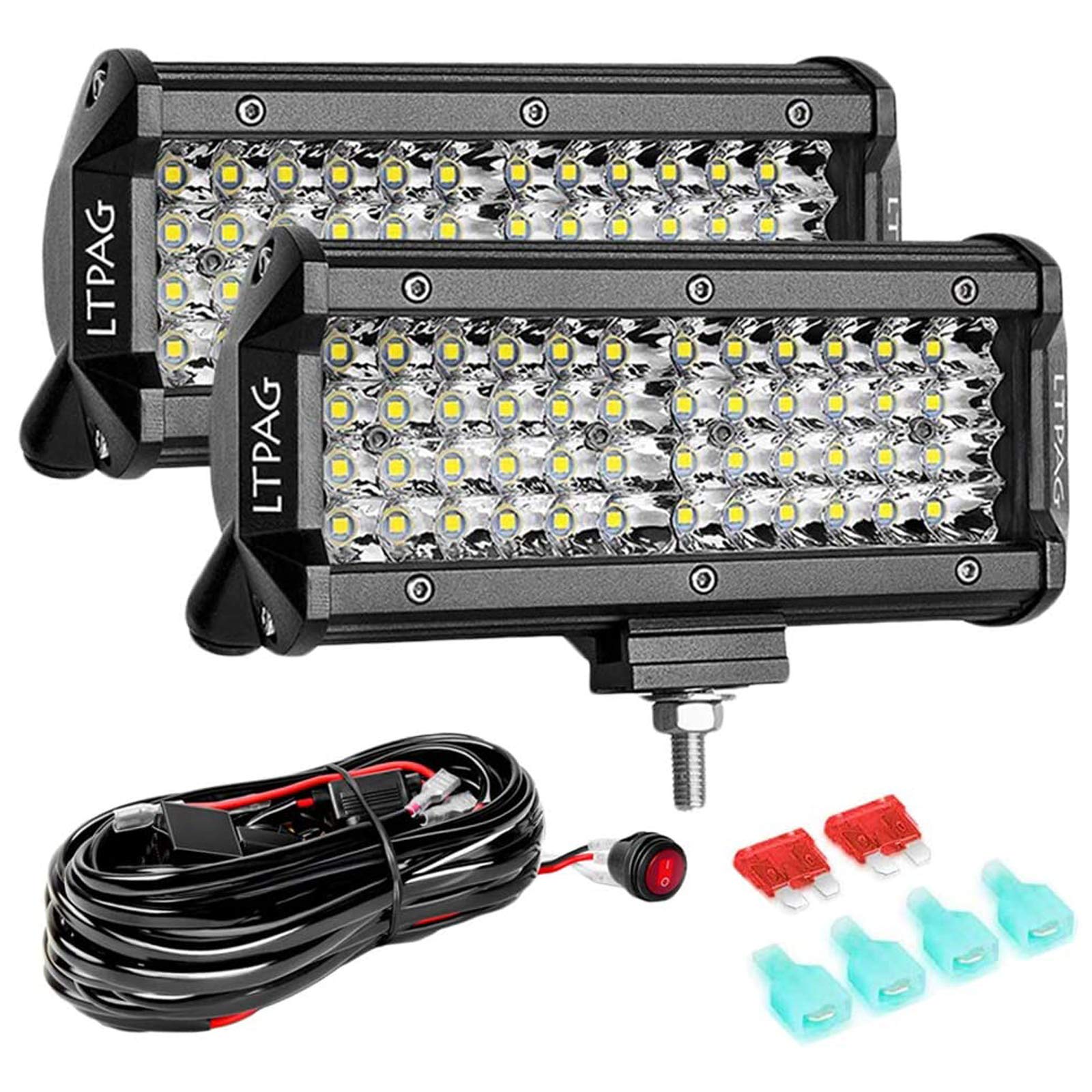LTPAG 2 x 288W Scheinwerfer LED Zusatzscheinwerfer, 7" 28800LM Arbeitsscheinwerfer Auto 12V 24V LED Rückfahrscheinwerfer IP68 Nebelscheinwerfer Mit 300W kabelbaum 12V-48V 40A 10ft 2-Leads LTPAG 2 x 288W Scheinwerfer LED Zusatzscheinwerfer, 7" 28800LM Arbeitsscheinwerfer Auto 12V 24V LED Rückfahrscheinwerfer IP68 Nebelscheinwerfer Mit 300W kabelbaum 12V-48V 40A 10ft 2-Leads von LTPAG