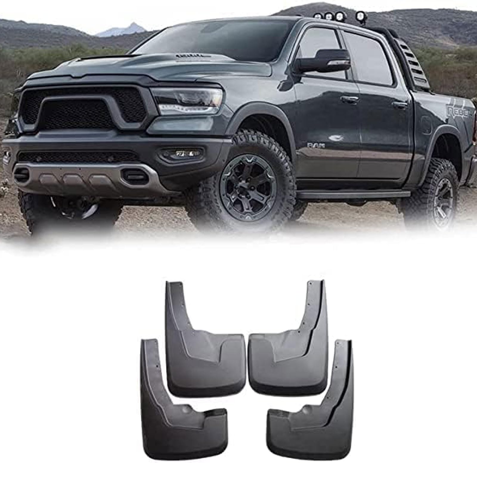 4 Stück Auto Schmutzfänger für Dodge RAM Pickup 1500 2500 3500 2009-2023, Vordere Hintere Kotflügel Spritzschutz Mud Flaps, Auto Styling Zubehör,2019-2023 von LTSRLL