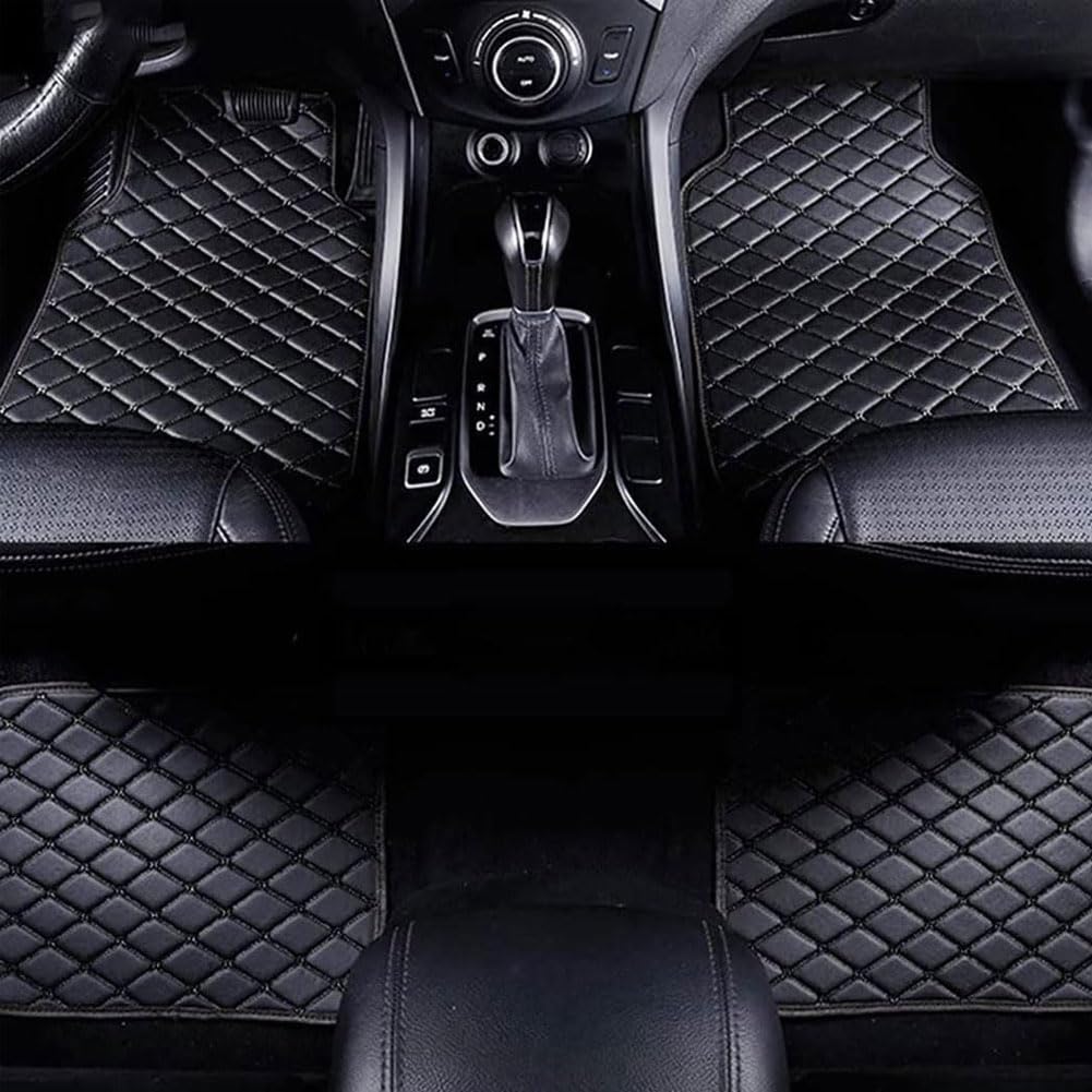 4pcs Auto Leder Fußmatten für V-W Sharan 7seats 2012-2015(LHD), Allwetter Fussmatten rutschfeste Interieur Bodenmatte Teppiche Set Automatten ZubehöR,A/Black von LTSRLL