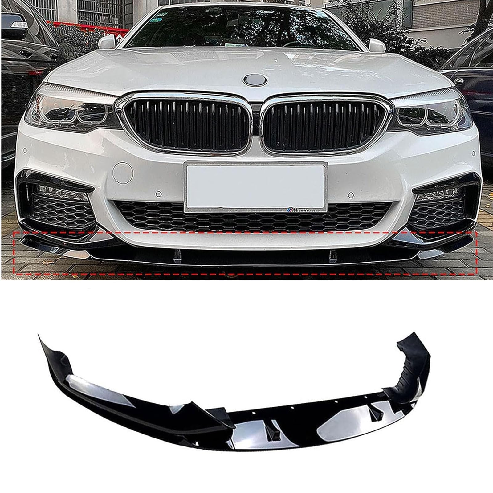 Auto Frontspoiler für BMW 5 Series G30 M Sport 2018 2019 2020, Frontstoßstange Spoiler Lip Splitter Diffusor, Auto Frontlippe Body Kit Zubehör,Black von LTSRLL