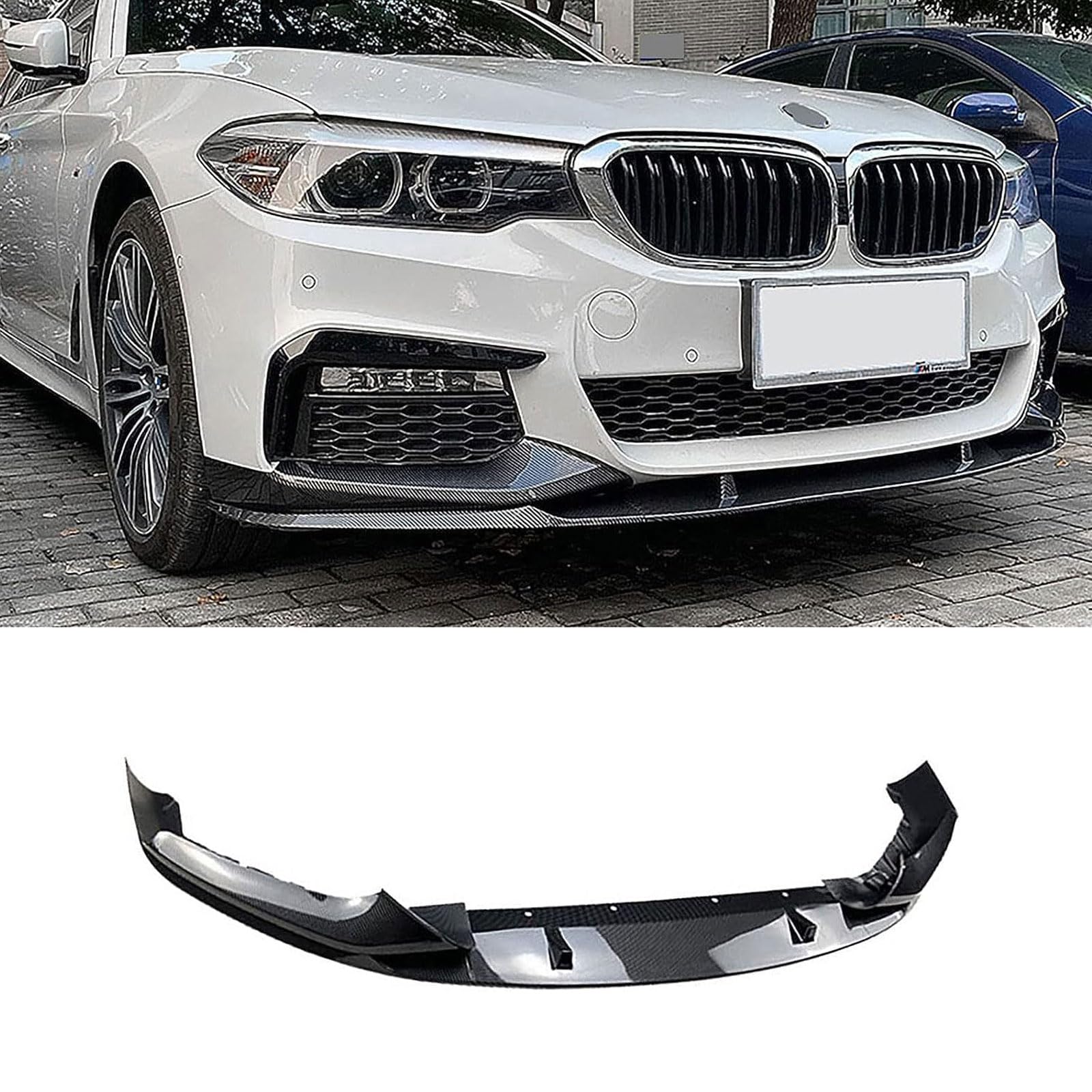 Auto Frontspoiler für BMW 5 Series G30 M Sport 2018 2019 2020, Frontstoßstange Spoiler Lip Splitter Diffusor, Auto Frontlippe Body Kit Zubehör,Carbon Fiber Look von LTSRLL