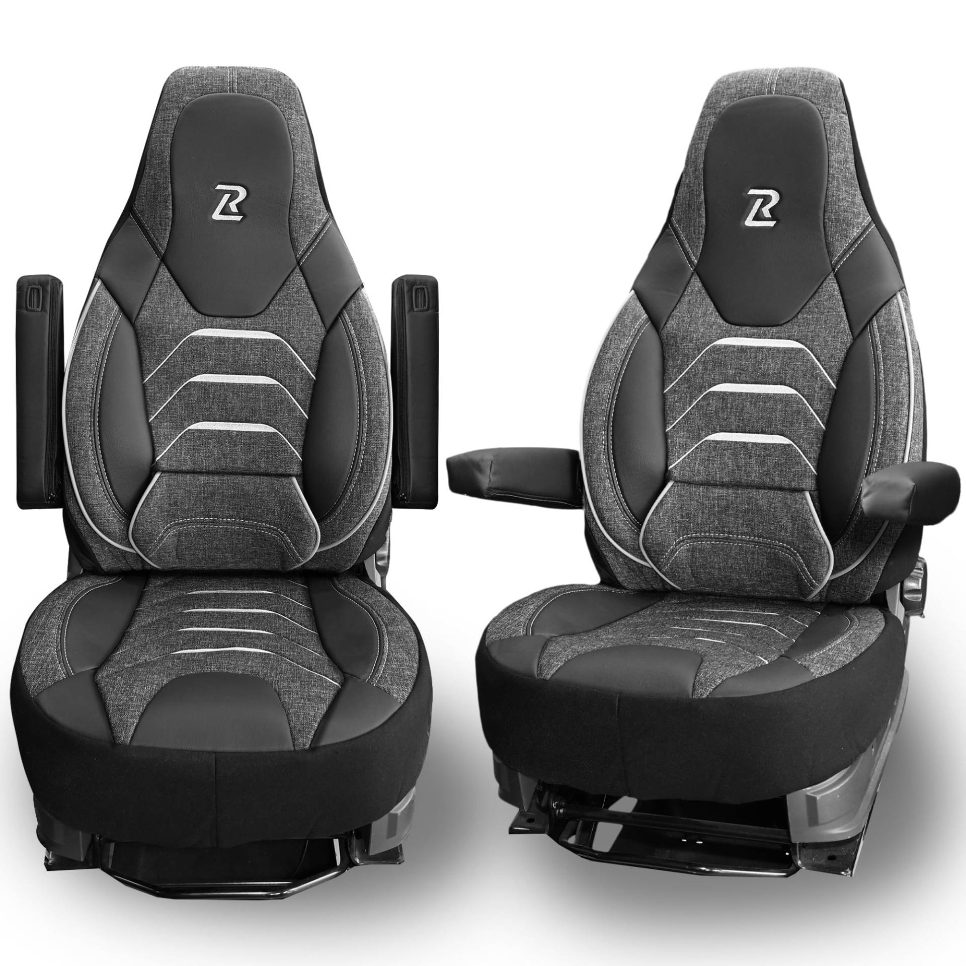 LUCARO Sitzbezüge Wohnmobil für FIAT Ducato, Peugeot Boxer, Citroen Jumper, Opel Movano C Grau Capri Velours & Kunstleder - Satz mit 2 Stück - Wohnmobil Zubehör - Schutz & Komfort beim Fahren LUCARO Sitzbezüge Wohnmobil für FIAT Ducato, Peugeot Boxer, Citroen Jumper, Opel Movano C Grau Capri Velours & Kunstleder - Satz mit 2 Stück - Wohnmobil Zubehör - Schutz & Komfort beim Fahren von LUCARO