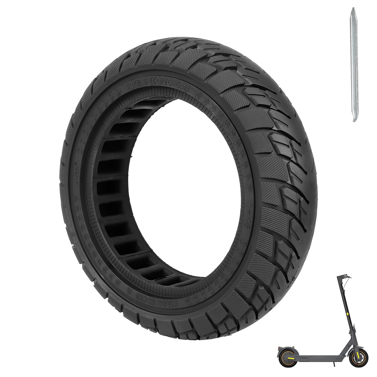 60/70-6.5 Vollgummireifen, 10×2.5 Ersatz-Vollgummireifen, für Segway Ninebot Max G30/Max G30D/Max G30 D2/Scotex H20 Elektroroller (2 Stück) von LUCK4U