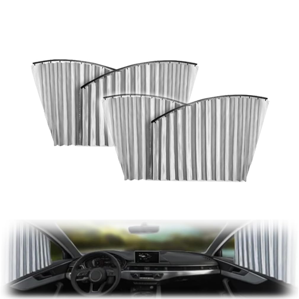 4 Stück Universal Fit Magnetic Car Side Window Privacy Sunshade, Sonnenschutz fürs Auto Vorhang, Universal Auto Sonnenblende, Sonnenschutz Magnetisch für UV-Schutz, Hitzeschutz (Silber) von LUCKKY