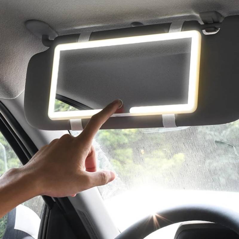 Car Sun Visor LED Vanity Mirror, Auto Visier LED Schminkspiegel, Schminkspiegel mit Licht für Auto, Universal Sonnenblende Spiegel, Wiederaufladbarer Auto Sonnenblende HD Make-up Spiegel von LUCKKY