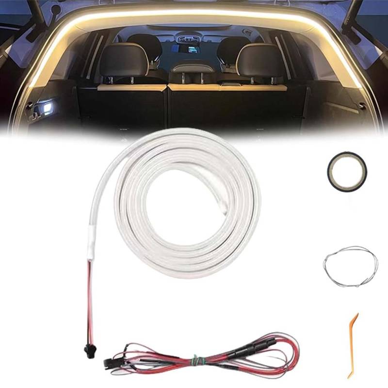 Dynamic Flowing Car Trunk Light Strip, 4M LED-Lichtstreifen für LKW, Auto-Kofferraum Lichtstreifen, Flexible Silikon LED Streifen Licht Für Auto Kofferraum Innenbeleuchtung Dekoration (Warm) von LUCKKY