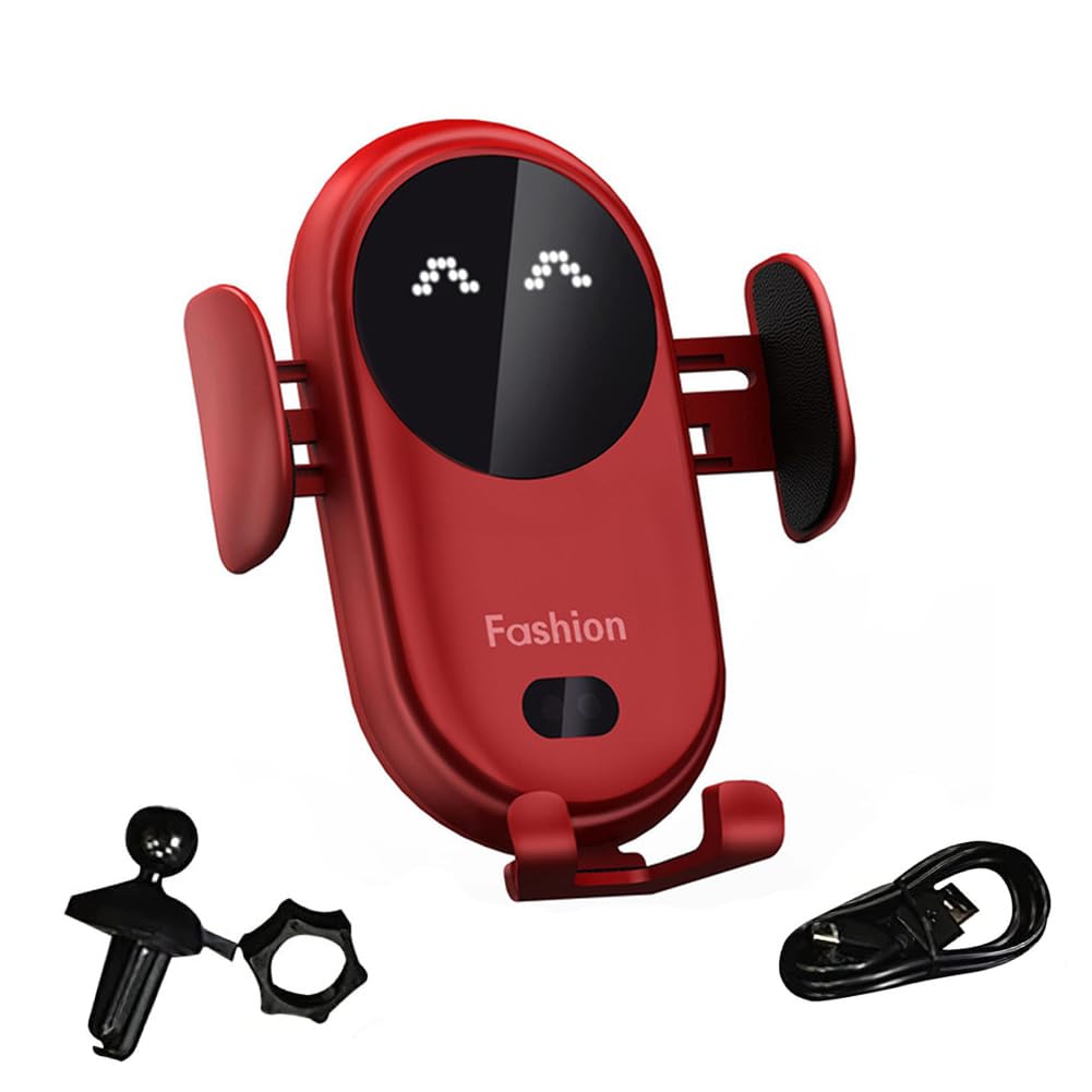 LUCKKY 2024 Gumaxx Phone Holder, Gumaxx Telefonhalter, 15W schnelles kabelloses Ladegerät Kfz Handyhalterung, Automatischer Induktion, Auto Lüftung Halterung (Rot) von LUCKKY