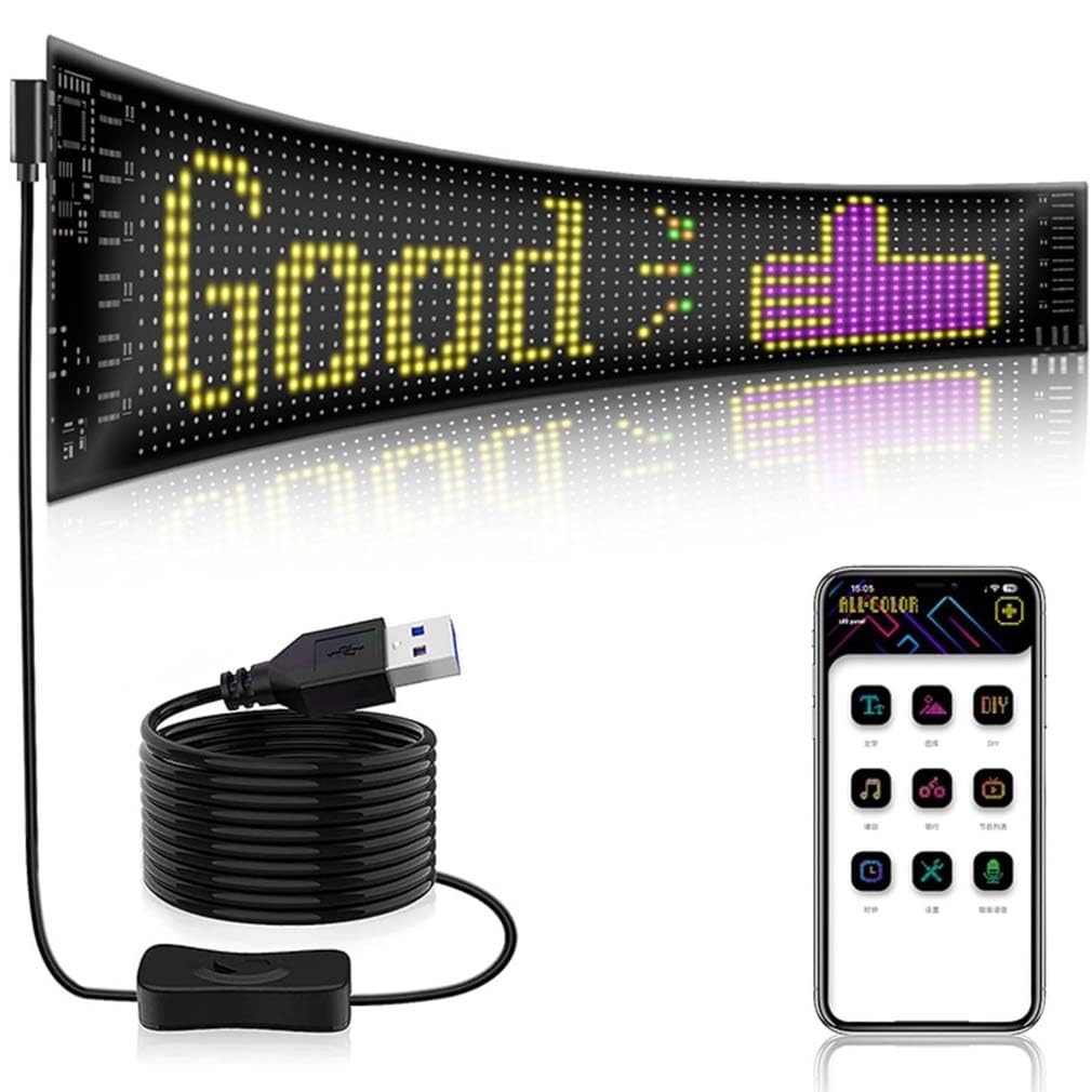 Lightride Big Eyes, 374x92 mm LED Laufschrift für Auto, Programmierbare Flexible Matrix LED Anzeigetafel Bluetooth Led Screen, Dynamisch Große Augenlichter mit Fernbedienung und App-Steuerung Lightride Big Eyes, 374x92 mm LED Laufschrift für Auto, Programmierbare Flexible Matrix LED Anzeigetafel Bluetooth Led Screen, Dynamisch Große Augenlichter mit Fernbedienung und App-Steuerung von LUCKKY