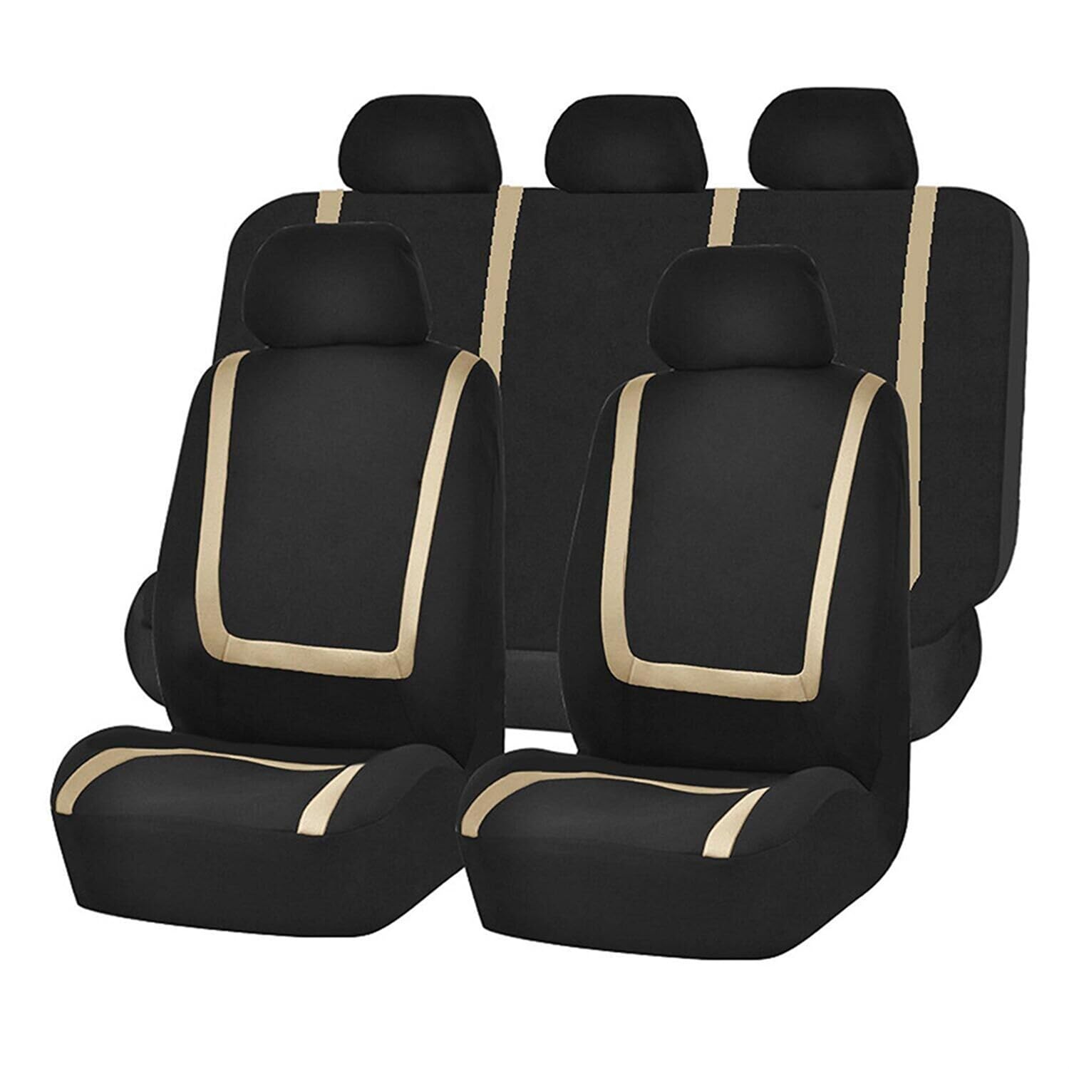 LUISAS 9 Stück Sitzbezüge Auto Set für Ford Transit Custom 2013-2022,Waschbar Allwetter Wasserdicht rutschfest Atmungsaktiv Schonbezug Set,F-Black beige von LUISAS