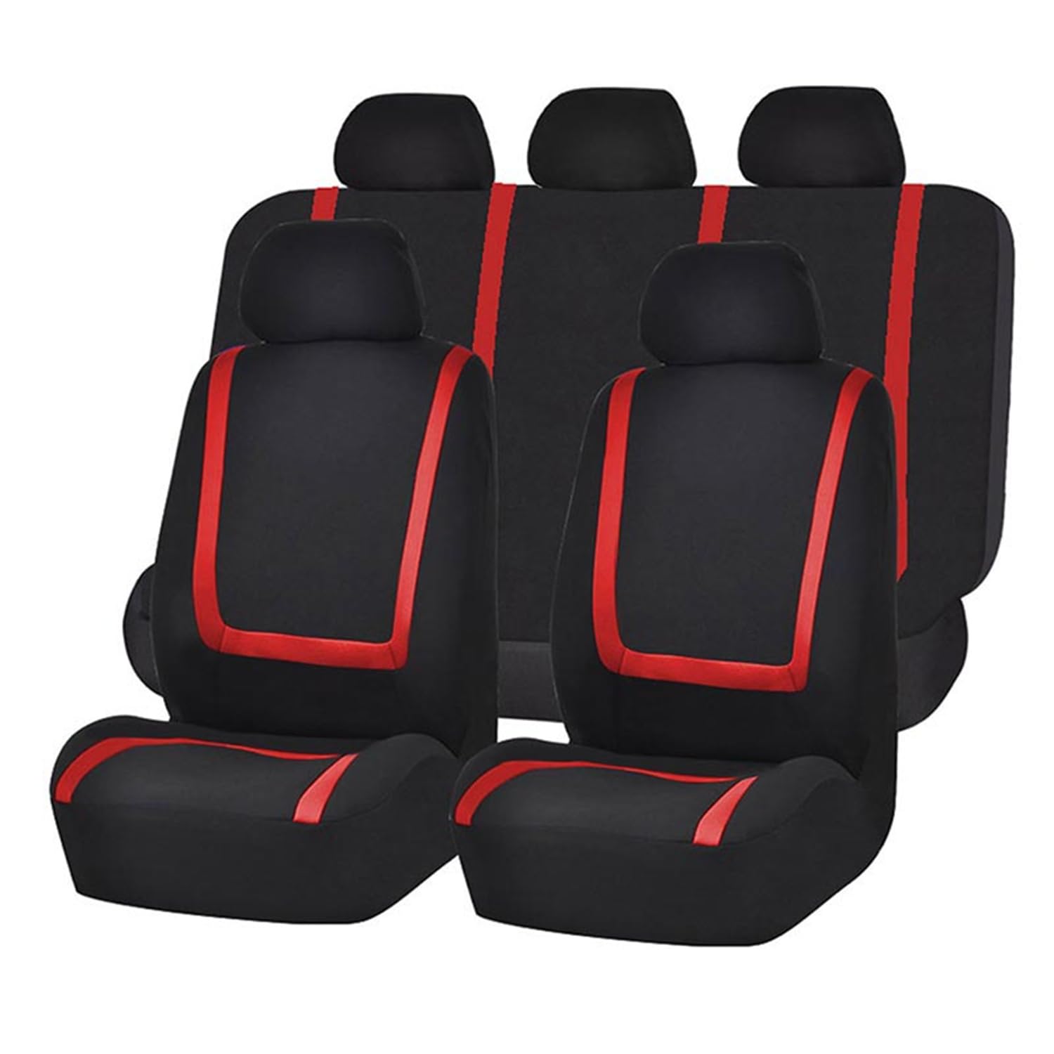 LUISAS 9 Stück Sitzbezüge Auto Set für KIA Picanto 2008-2017,Waschbar Allwetter Wasserdicht rutschfest Atmungsaktiv Schonbezug Set,B-Black red von LUISAS