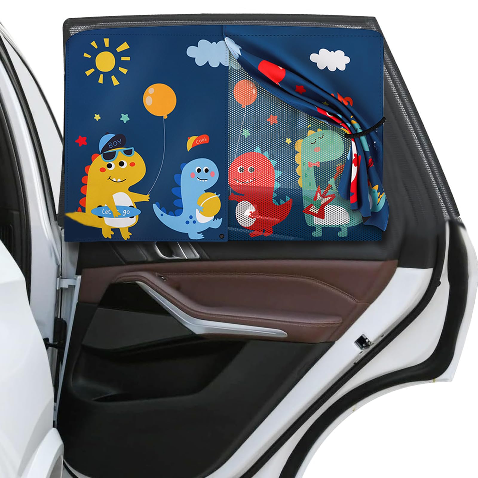 Sonnenschutz Auto Baby, 68 * 50cm Doppellagiger Magnetisch Dinos Sonnenschutz Auto Vorhang Kinder, Vorhang Magnetisch für UV-Schutz Hitzeschutz Kinder Seitenscheibe Heckscheibe für Personenkraftwagen von LUKIUP