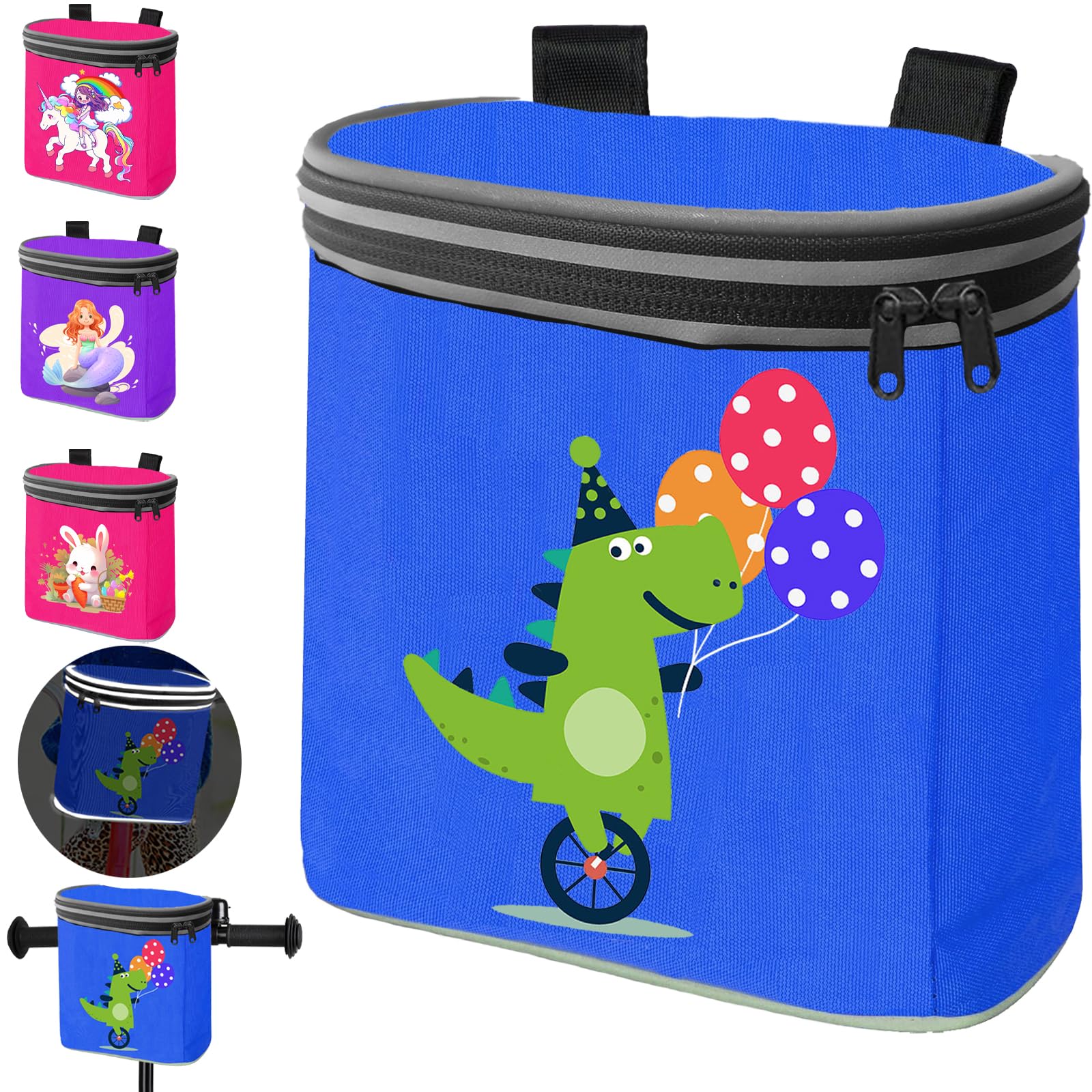 LUKIUP Dinosaurier Kinder Lenkertasche, Fahrradtasche Kinderfahrrad mit Innentasche, Abnehmbarer Deckel, Fahrrad-Tasche für den Lenker mit Reflektoren, Sicherer Halt Dank Klettverschluss LUKIUP Dinosaurier Kinder Lenkertasche, Fahrradtasche Kinderfahrrad mit Innentasche, Abnehmbarer Deckel, Fahrrad-Tasche für den Lenker mit Reflektoren, Sicherer Halt Dank Klettverschluss von LUKIUP