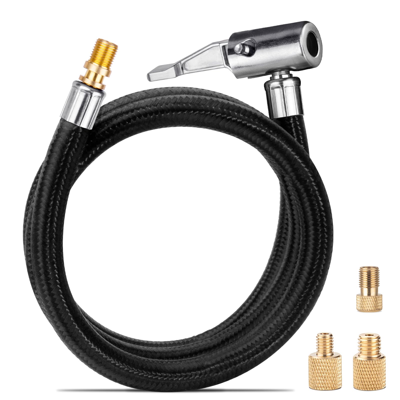 LUMITECO Verbesserter verlängerter Reifenfüller-Schlauchadapter und Umwandlungsmuttern, Verriegelungs-Luftfutter mit Schlauch und Reifen-Schrader-Ventil, Feingewinde, für Reifenpumpe zum Aufdrehen auf LUMITECO Verbesserter verlängerter Reifenfüller-Schlauchadapter und Umwandlungsmuttern, Verriegelungs-Luftfutter mit Schlauch und Reifen-Schrader-Ventil, Feingewinde, für Reifenpumpe zum Aufdrehen auf von LUMITECO