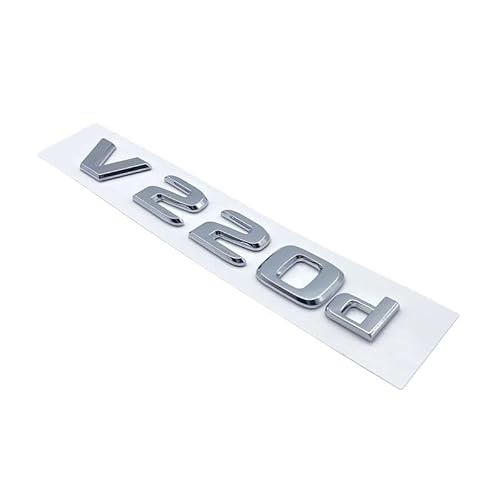 LUNCHS 3D-Buchstaben V250d V300d Night Edition ABS-Emblem, kompatibel for Mercedes Benz V-Klasse W447, Auto-Kotflügelabzeichen, Kofferraum-Namensschild, Logo-Aufkleber (Color : Silver V220d) von LUNCHS