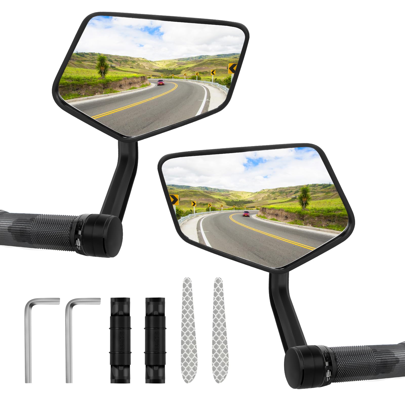 Fahrradspiegel extra große Spiegelfläche, schlagfestes Echtglas 360° verstellbarer Fahrrad Spiegel, passen 15-20mm (links + rechts) von LURICO