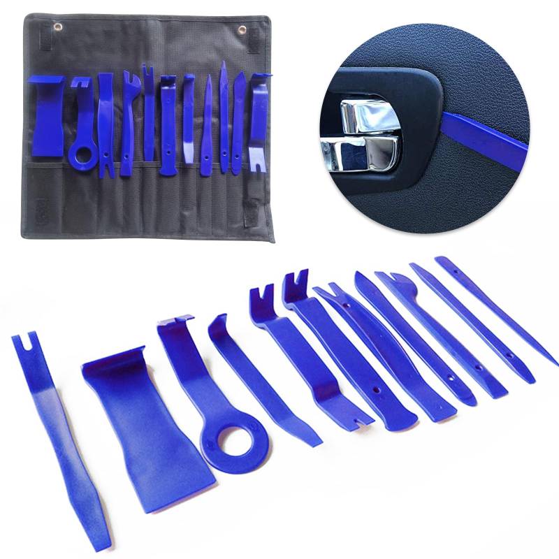 LURNODY 11-teiliges Kfz Demontagewerkzeug Set | Auto-Innenverkleidung & Autoradio-Installation | Zierleistenkeile & Abdeckungsentferner mit Abgeschrägten Spitzen | Hochfestes Nylon Werkzeug-Kit von LURNODY