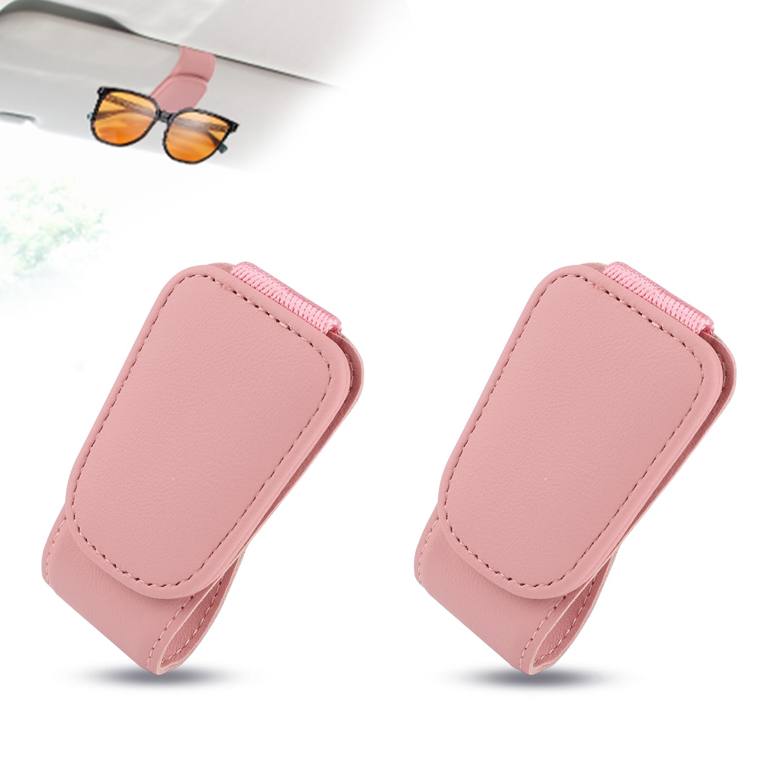 2 Stück Sonnenbrillenhalter für Auto, Magnetischer Sonnenbrillenhalter für Auto Brillenhalter Clip Brillenhalter für Auto Leder Universell Auto-Innenzubehör (Rosa) von LUTER
