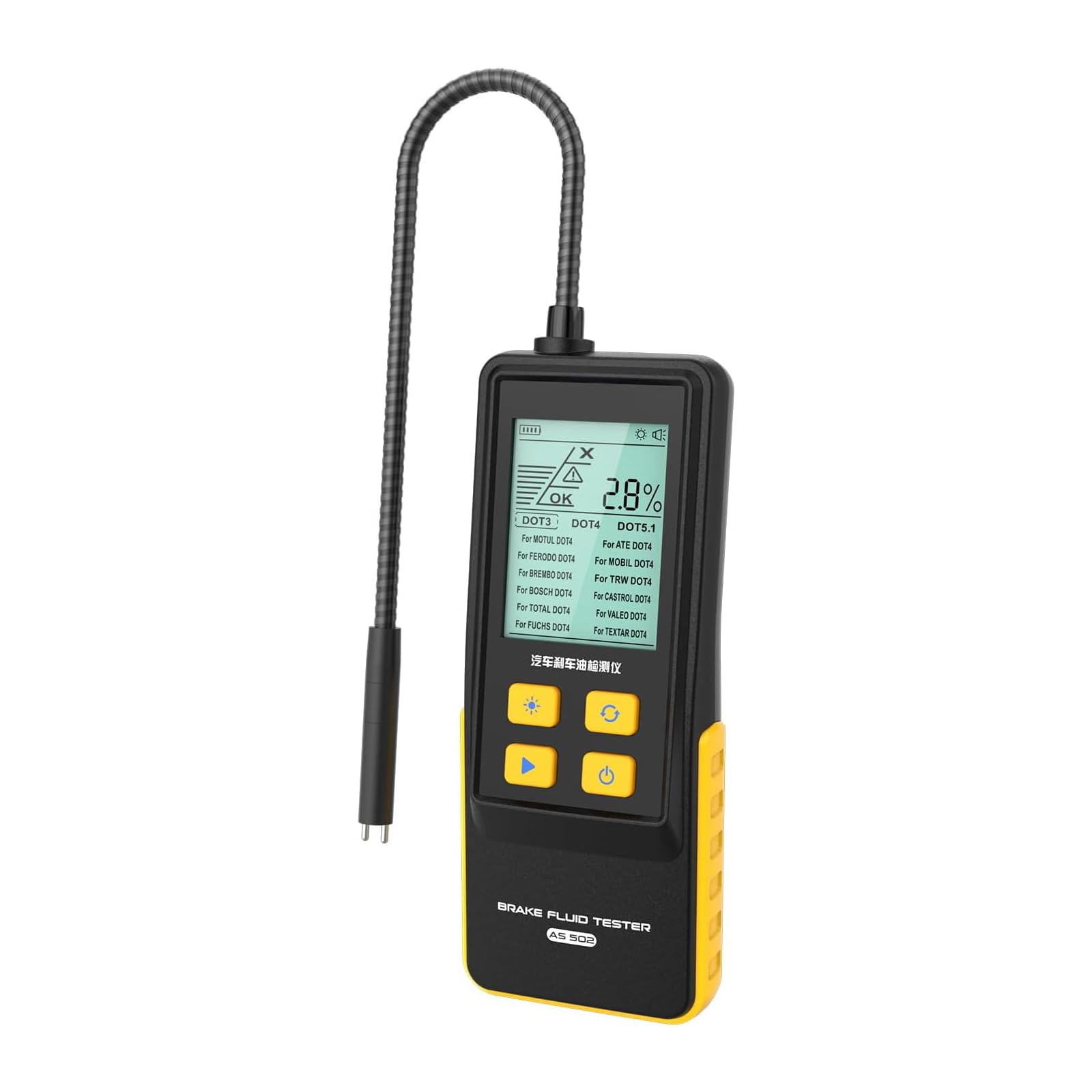 LUTIFIX Brake Fluid Tester DOT 3/4/5.1 Bremsflüssigkeitstester Bremsflüssigkeitsprüfer Auto - Digitale Bremsflüssigkeit Prüfgerät für Bremsflüssigkeiten mit 2,8" LCD-Bildschirm & Hochpräziser Sonde von LUTIFIX