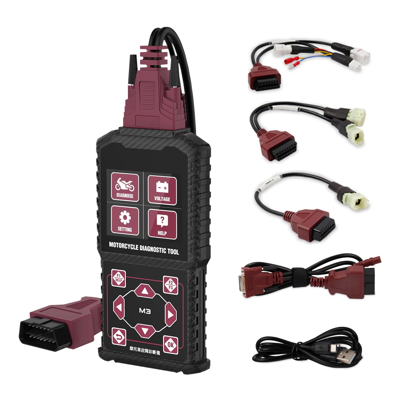 M3-A Motorraddiagnose Motorrad-Codeleser-Scanner Motorraddiagnosetool mit Spannungstest-Schnelltest für Hon*da Ya*maha Ka*wasaki OBDII M3-A Motorraddiagnose Motorrad-Codeleser-Scanner Motorraddiagnosetool mit Spannungstest-Schnelltest für Hon*da Ya*maha Ka*wasaki OBDII von LUTIFIX