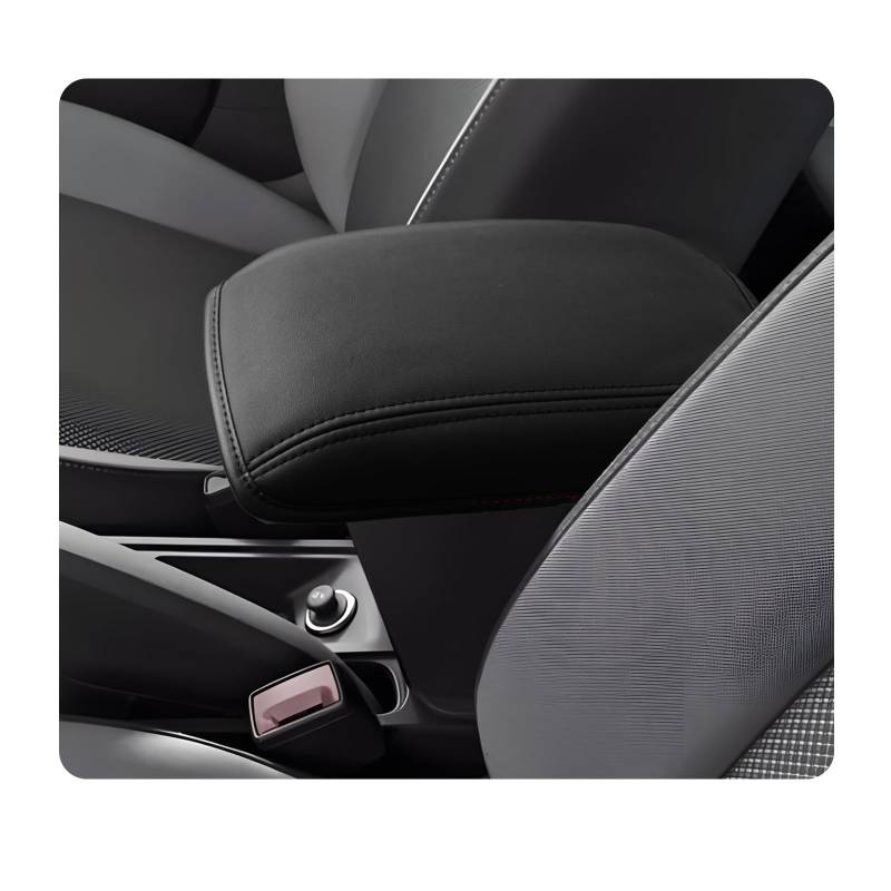 LUWU Kompatibel mit Skoda Kamiq 2019-2024 2025 Auto Armlehnenpolster Kamiq Bj. ab 2019- Mittelkonsole Armlehnenbezug Leder Auto Schutz Abdeckung Kamiq 2024 Zubehör (Schwarz) von LUWU