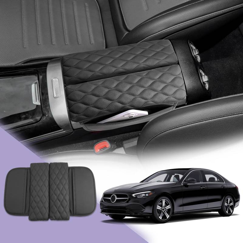 LUWU Für M-ercedes-Benz C-Class W206 / GLC X254 2022-2024 2025 Auto Armlehne Pad C Class W206 2023 Mittelkonsole Armlehnenbezug Leder Auto Schutz Abdeckung Innenzubehör von LUWU